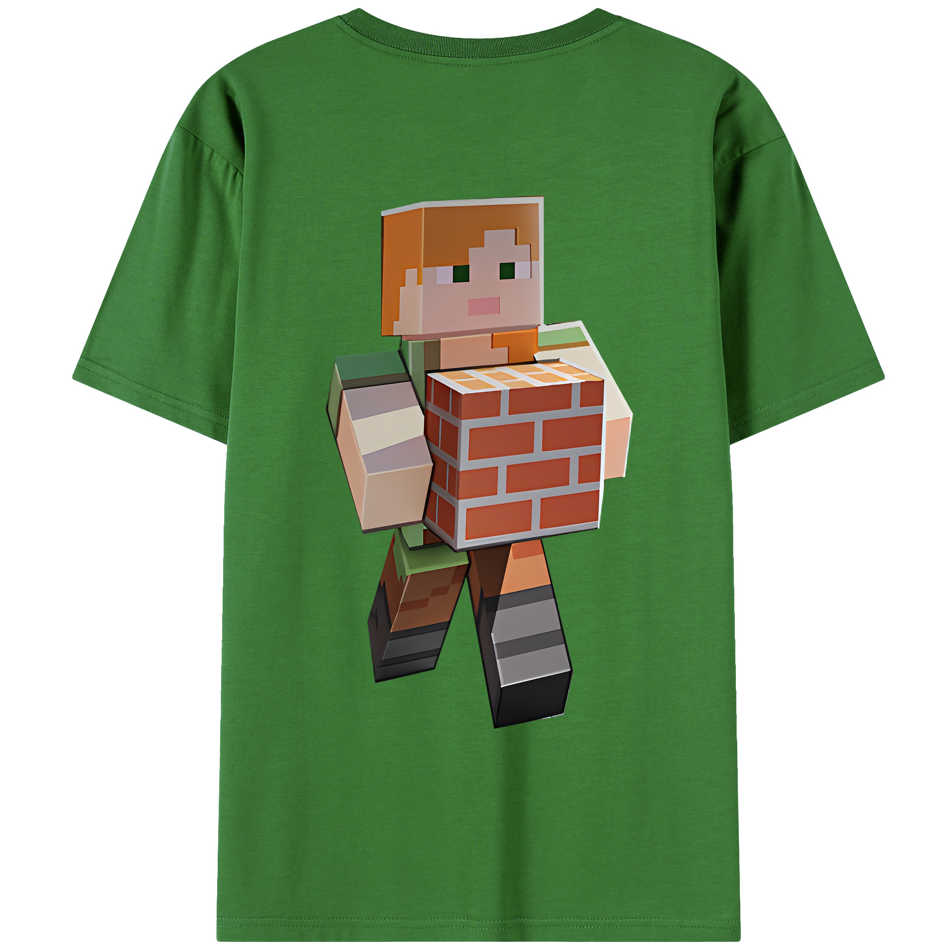 （画像用） マインクラフト ブロックの世界 Minecraft MC Block world レディース半袖Tシャツ(バックプリント)